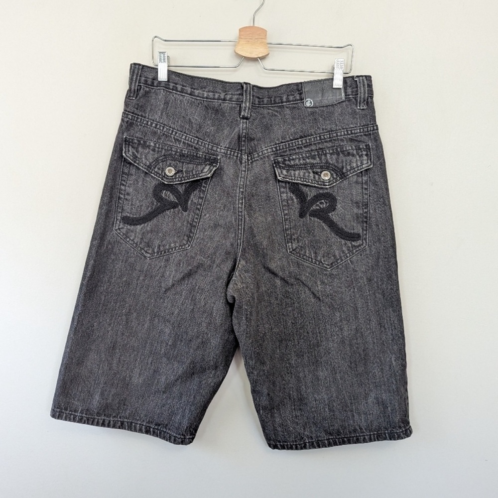 Vintage Y2K Rocawear Baggy Skater Black Denim Jorts Wide Leg